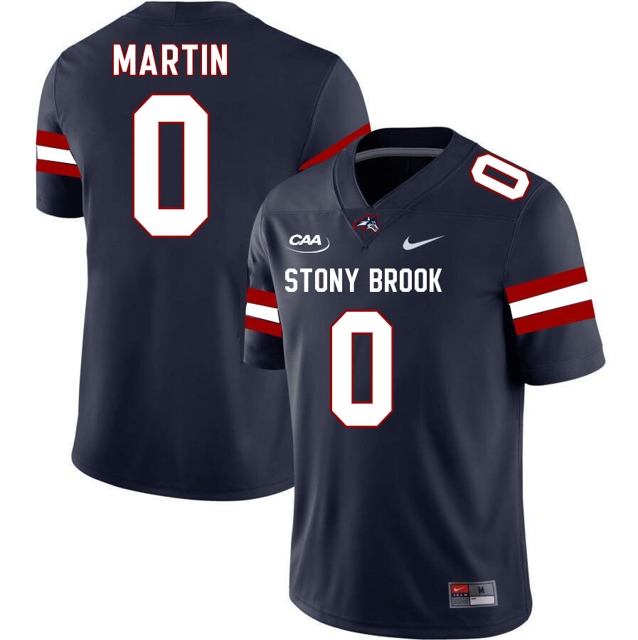 Stony Brook Seawolves #0 Johnny Martin College Football Jerseys Stitched Sale-Navy